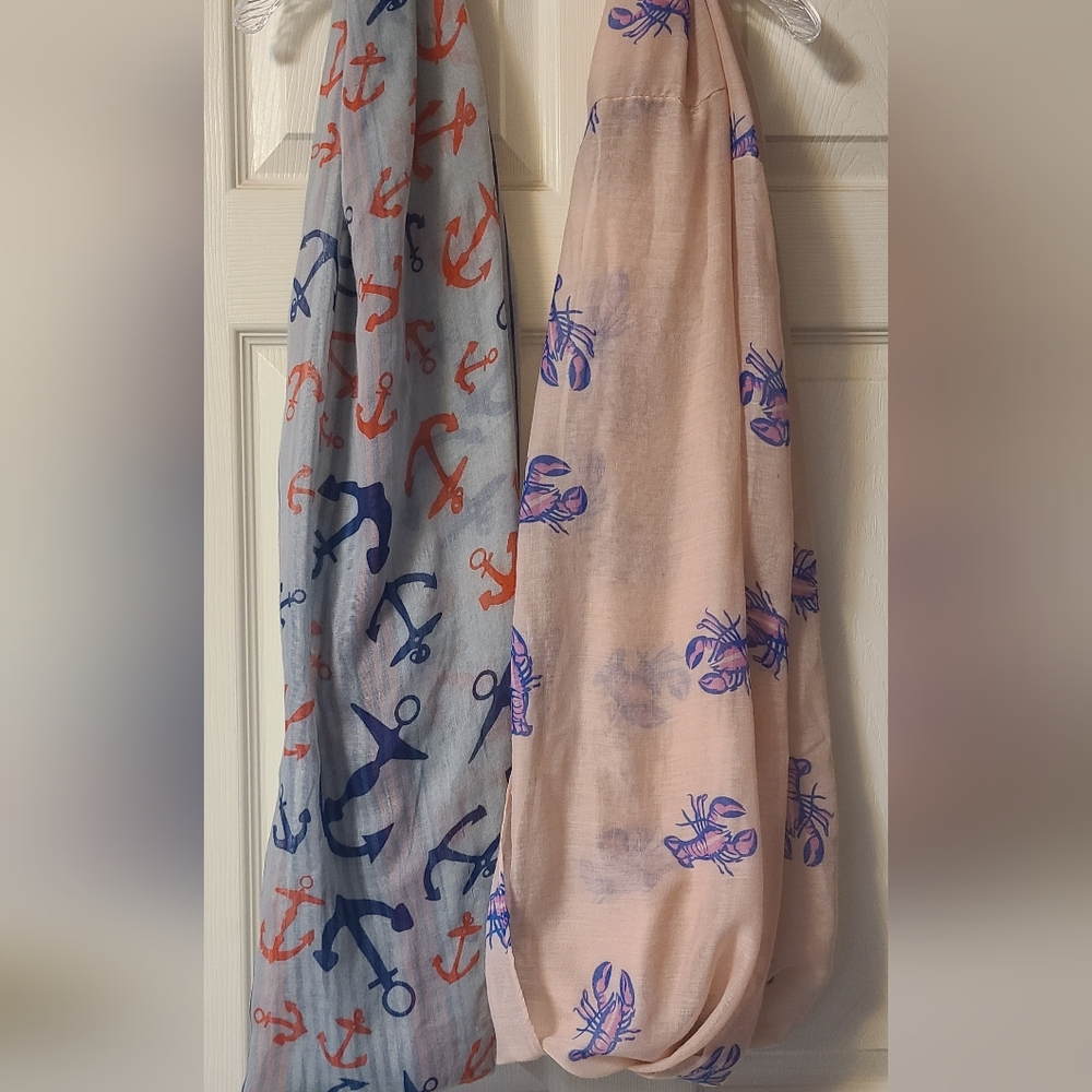 Lobster and Anchor Print Scarves